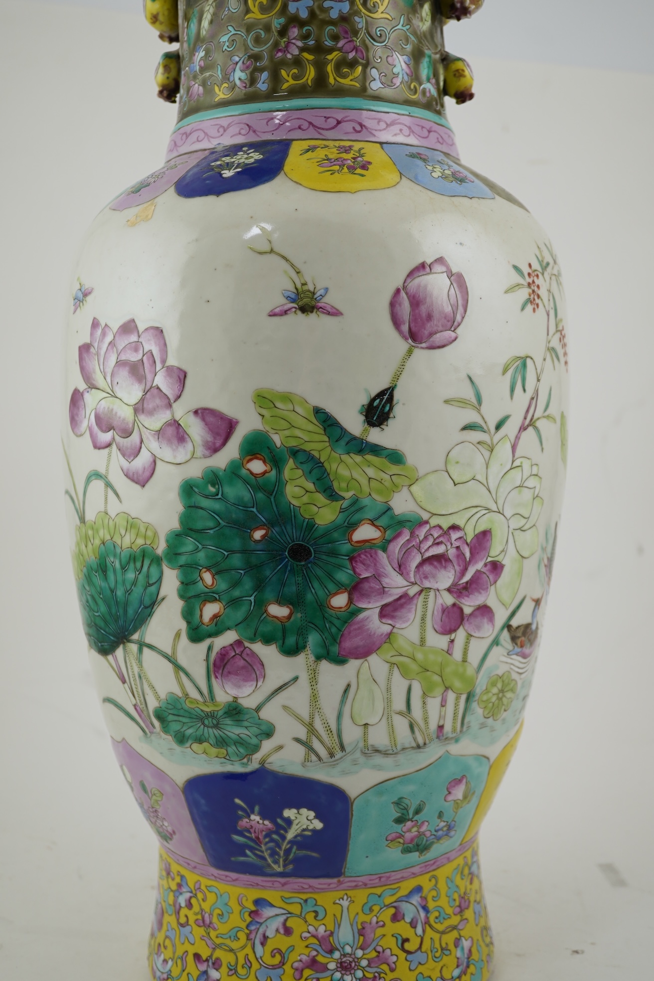 A large Chinese famille rose two-handled vase, mid 19th century